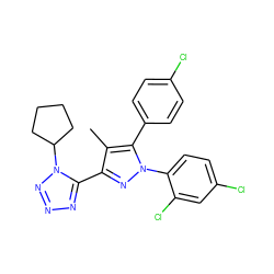 Cc1c(-c2nnnn2C2CCCC2)nn(-c2ccc(Cl)cc2Cl)c1-c1ccc(Cl)cc1 ZINC000029124771