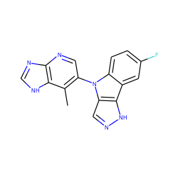 Cc1c(-n2c3ccc(F)cc3c3[nH]ncc32)cnc2nc[nH]c12 ZINC000210469232