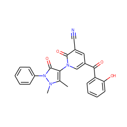 Cc1c(-n2cc(C(=O)c3ccccc3O)cc(C#N)c2=O)c(=O)n(-c2ccccc2)n1C ZINC000002644874