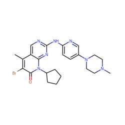 Cc1c(Br)c(=O)n(C2CCCC2)c2nc(Nc3ccc(N4CCN(C)CC4)cn3)ncc12 ZINC000013641658