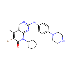 Cc1c(Br)c(=O)n(C2CCCC2)c2nc(Nc3ccc(N4CCNCC4)cc3)ncc12 ZINC000013641557