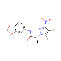 Cc1c(Br)c([N+](=O)[O-])nn1[C@@H](C)C(=O)Nc1ccc2c(c1)OCO2 ZINC000001068828