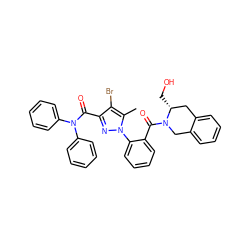 Cc1c(Br)c(C(=O)N(c2ccccc2)c2ccccc2)nn1-c1ccccc1C(=O)N1Cc2ccccc2C[C@H]1CO ZINC000029465111