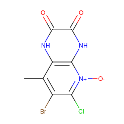 Cc1c(Br)c(Cl)[n+]([O-])c2[nH]c(=O)c(=O)[nH]c12 ZINC000101277701