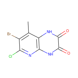 Cc1c(Br)c(Cl)nc2[nH]c(=O)c(=O)[nH]c12 ZINC000026652101