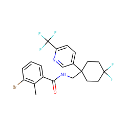 Cc1c(Br)cccc1C(=O)NCC1(c2ccc(C(F)(F)F)nc2)CCC(F)(F)CC1 ZINC000217363249