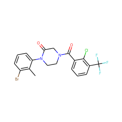 Cc1c(Br)cccc1N1CCN(C(=O)c2cccc(C(F)(F)F)c2Cl)CC1=O ZINC000059284362