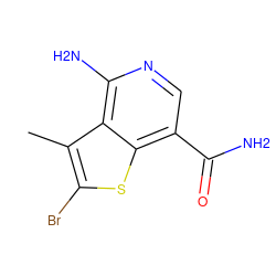 Cc1c(Br)sc2c(C(N)=O)cnc(N)c12 ZINC000103234549