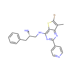 Cc1c(Br)sc2c(NC[C@@H](N)Cc3ccccc3)nc(-c3ccncc3)nc12 ZINC000223661277