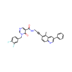 Cc1c(C#CCNC(=O)c2cncn(Cc3ccc(F)c(F)c3)c2=O)ccc2ncc(-c3ccccc3)cc12 ZINC000096176185