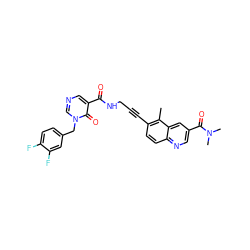 Cc1c(C#CCNC(=O)c2cncn(Cc3ccc(F)c(F)c3)c2=O)ccc2ncc(C(=O)N(C)C)cc12 ZINC000096176191