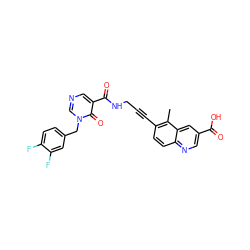 Cc1c(C#CCNC(=O)c2cncn(Cc3ccc(F)c(F)c3)c2=O)ccc2ncc(C(=O)O)cc12 ZINC000096176189