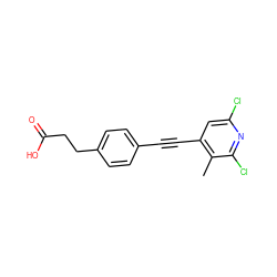 Cc1c(C#Cc2ccc(CCC(=O)O)cc2)cc(Cl)nc1Cl ZINC000072118497