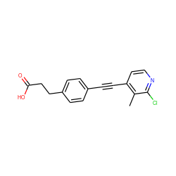 Cc1c(C#Cc2ccc(CCC(=O)O)cc2)ccnc1Cl ZINC000072118686