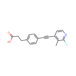 Cc1c(C#Cc2ccc(CCC(=O)O)cc2)ccnc1F ZINC000072118685