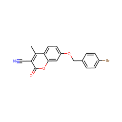 Cc1c(C#N)c(=O)oc2cc(OCc3ccc(Br)cc3)ccc12 ZINC001772651680