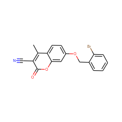 Cc1c(C#N)c(=O)oc2cc(OCc3ccccc3Br)ccc12 ZINC001772586371