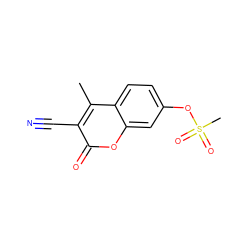 Cc1c(C#N)c(=O)oc2cc(OS(C)(=O)=O)ccc12 ZINC001772578440