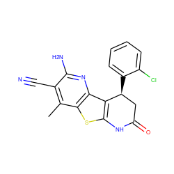 Cc1c(C#N)c(N)nc2c3c(sc12)NC(=O)C[C@@H]3c1ccccc1Cl ZINC000020150262