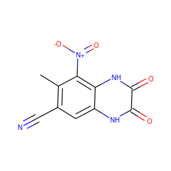 Cc1c(C#N)cc2[nH]c(=O)c(=O)[nH]c2c1[N+](=O)[O-] ZINC000013761200