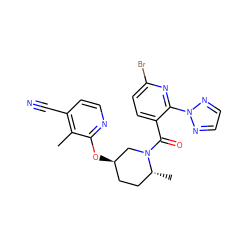 Cc1c(C#N)ccnc1O[C@@H]1CC[C@@H](C)N(C(=O)c2ccc(Br)nc2-n2nccn2)C1 ZINC000143344859