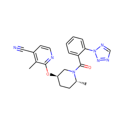 Cc1c(C#N)ccnc1O[C@@H]1CC[C@@H](C)N(C(=O)c2ccccc2-n2ncnn2)C1 ZINC000219599762