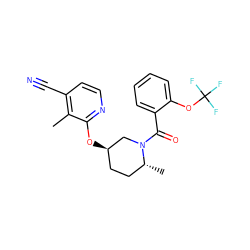 Cc1c(C#N)ccnc1O[C@@H]1CC[C@@H](C)N(C(=O)c2ccccc2OC(F)(F)F)C1 ZINC000143647443