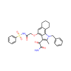 Cc1c(C(=O)C(N)=O)c2c(OCC(=O)NS(=O)(=O)c3ccccc3)cc3c(c2n1Cc1ccccc1)CCCC3 ZINC000028120206