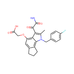 Cc1c(C(=O)C(N)=O)c2c(OCC(=O)O)cc3c(c2n1Cc1ccc(F)cc1)CCC3 ZINC000013608891