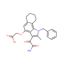 Cc1c(C(=O)C(N)=O)c2c(OCC(=O)O)cc3c(c2n1Cc1ccccc1)CCCC3 ZINC000013608902