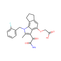 Cc1c(C(=O)C(N)=O)c2c(OCC(=O)O)cc3c(c2n1Cc1ccccc1F)CCC3 ZINC000001552965