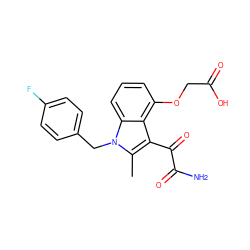 Cc1c(C(=O)C(N)=O)c2c(OCC(=O)O)cccc2n1Cc1ccc(F)cc1 ZINC000001543780