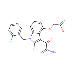 Cc1c(C(=O)C(N)=O)c2c(OCC(=O)O)cccc2n1Cc1ccccc1Cl ZINC000013445787