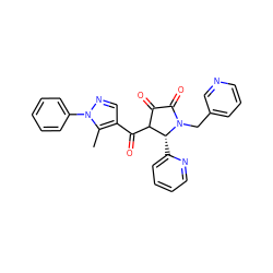 Cc1c(C(=O)C2C(=O)C(=O)N(Cc3cccnc3)[C@@H]2c2ccccn2)cnn1-c1ccccc1 ZINC000015962094