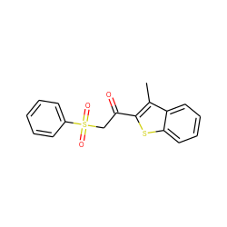 Cc1c(C(=O)CS(=O)(=O)c2ccccc2)sc2ccccc12 ZINC000028874769