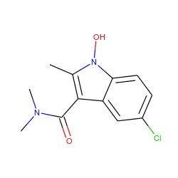 Cc1c(C(=O)N(C)C)c2cc(Cl)ccc2n1O ZINC000000480553