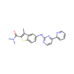 Cc1c(C(=O)N(C)C)sc2ccc(Nc3nccc(-c4ccccn4)n3)cc12 ZINC000144181720