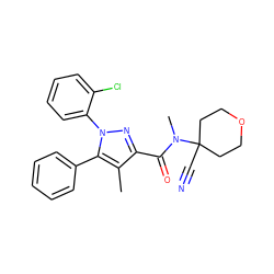 Cc1c(C(=O)N(C)C2(C#N)CCOCC2)nn(-c2ccccc2Cl)c1-c1ccccc1 ZINC000071318026