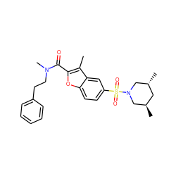 Cc1c(C(=O)N(C)CCc2ccccc2)oc2ccc(S(=O)(=O)N3C[C@H](C)C[C@@H](C)C3)cc12 ZINC000029126982