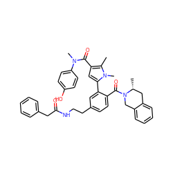 Cc1c(C(=O)N(C)c2ccc(O)cc2)cc(-c2cc(CCNC(=O)Cc3ccccc3)ccc2C(=O)N2Cc3ccccc3C[C@H]2C)n1C ZINC000261070867