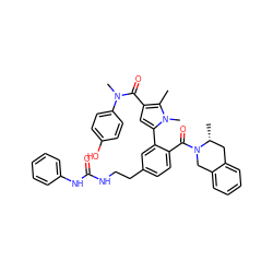 Cc1c(C(=O)N(C)c2ccc(O)cc2)cc(-c2cc(CCNC(=O)Nc3ccccc3)ccc2C(=O)N2Cc3ccccc3C[C@H]2C)n1C ZINC000261130714