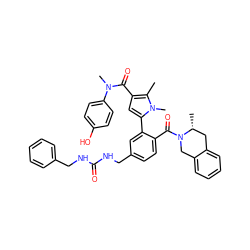 Cc1c(C(=O)N(C)c2ccc(O)cc2)cc(-c2cc(CNC(=O)NCc3ccccc3)ccc2C(=O)N2Cc3ccccc3C[C@H]2C)n1C ZINC000261189045