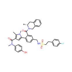 Cc1c(C(=O)N(C)c2ccc(O)cc2)cc(-c2ccc(CNS(=O)(=O)CCc3ccc(F)cc3)cc2C(=O)N2Cc3ccccc3C[C@H]2C)n1C ZINC000261112195