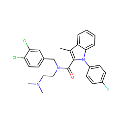 Cc1c(C(=O)N(CCN(C)C)Cc2ccc(Cl)c(Cl)c2)n(-c2ccc(F)cc2)c2ccccc12 ZINC000096282446