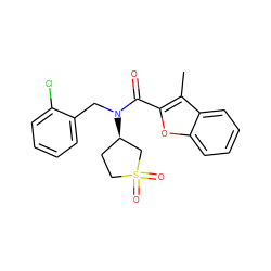 Cc1c(C(=O)N(Cc2ccccc2Cl)[C@@H]2CCS(=O)(=O)C2)oc2ccccc12 ZINC000005070506