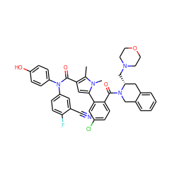 Cc1c(C(=O)N(c2ccc(O)cc2)c2ccc(F)c(C#N)c2)cc(-c2cc(Cl)ccc2C(=O)N2Cc3ccccc3C[C@H]2CN2CCOCC2)n1C ZINC000261175327