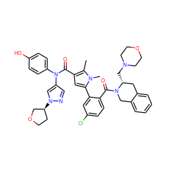 Cc1c(C(=O)N(c2ccc(O)cc2)c2cnn([C@H]3CCOC3)c2)cc(-c2cc(Cl)ccc2C(=O)N2Cc3ccccc3C[C@H]2CN2CCOCC2)n1C ZINC000261073345