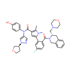 Cc1c(C(=O)N(c2ccc(O)cc2)c2cnn([C@H]3CCOC3)c2)cc(-c2cc(F)ccc2C(=O)N2Cc3ccccc3C[C@H]2CN2CCOCC2)n1C ZINC000261185758