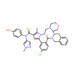 Cc1c(C(=O)N(c2ccc(O)cc2)c2cnn(C)c2)cc(-c2cc(Cl)ccc2C(=O)N2Cc3ccccc3C[C@H]2C)n1CCN1CCOCC1 ZINC000261104149