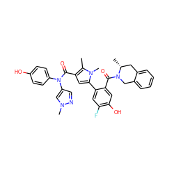 Cc1c(C(=O)N(c2ccc(O)cc2)c2cnn(C)c2)cc(-c2cc(F)c(O)cc2C(=O)N2Cc3ccccc3C[C@H]2C)n1C ZINC000261091031